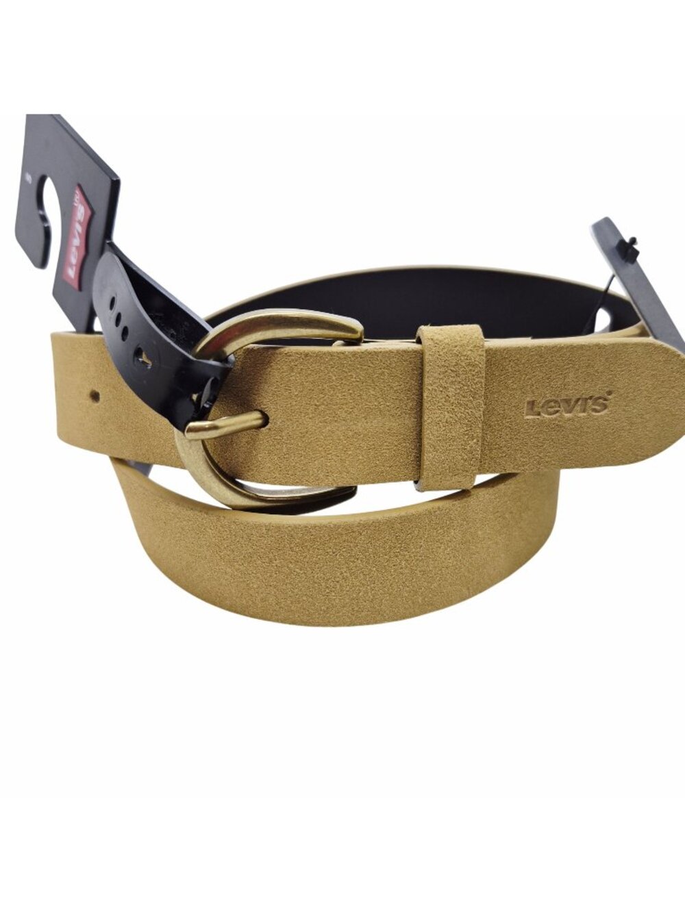 Levis High-low Tan Suede Leather Belt With Beige Tone Buckle Womens Size S